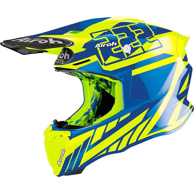 Casco moto cross Airoh Twist 2.0 Katana Blu off road casque helmet cross helm 